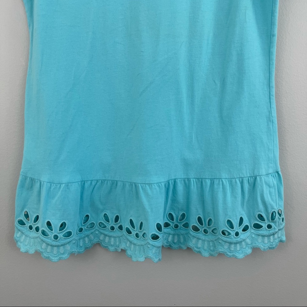 LILLY PULITZER Tiffany Blue Eyelet Lace Hem Tank Top - Picture 8 of 10